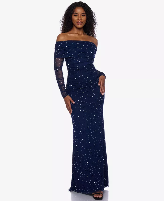 Вечернее платье с декором и открытыми плечами Juniors B Darlin, синий
Вечернее платье с декором и открытыми плечами Juniors B Darlin, синий