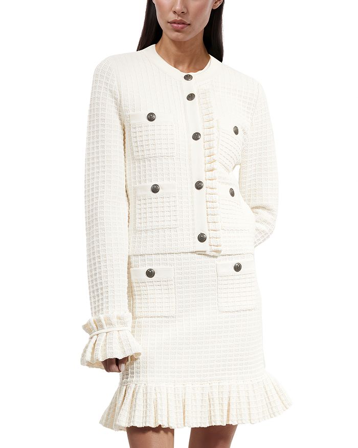 Кардиган с рюшами на манжетах и фактурной вязкой The Kooples, слоновая кость/кремовый
Кардиган с рюшами на манжетах и фактурной вязкой The Kooples, слоновая кость/кремовый