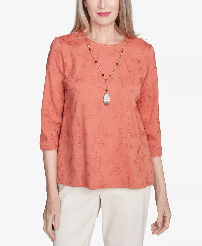 Женский топ Natural Instinct с вышитым однотонным листом и круглым вырезом Alfred Dunner, коричневый
Женский топ Natural Instinct с вышитым однотонным листом и круглым вырезом Alfred Dunner, коричневый