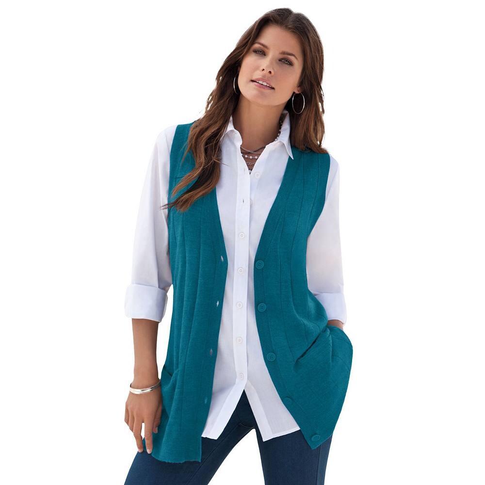 Женский свитер больших размеров Roaman с тонкой нитью и жилетом Roaman's, цвет Ocean Teal
Женский свитер больших размеров Roaman с тонкой нитью и жилетом Roaman's, цвет Ocean Teal