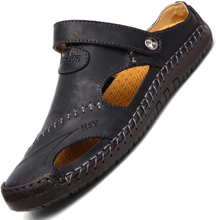 Мужские сандалии cexoo с закрытым носком из кожи, летние модные сандалии с регулируемым ремешком, легкие и дышащие для улицы, черный
Мужские сандалии cexoo с закрытым носком из кожи, летние модные сандалии с регулируемым ремешком, легкие и дышащие для улицы, черный