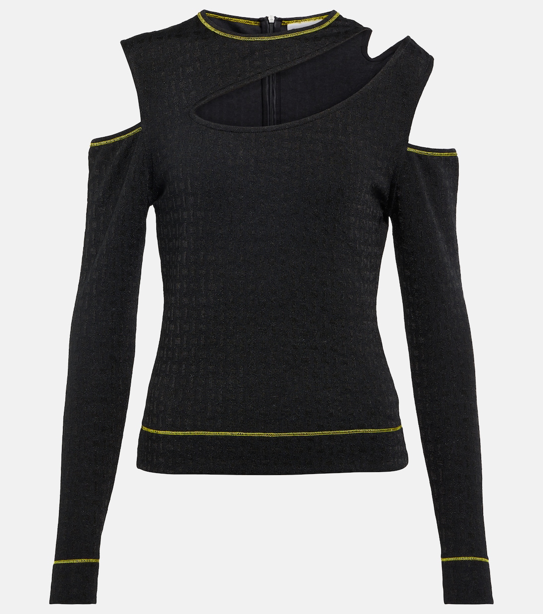 Топ из жаккардового джерси с вырезом Ganni, черный
Топ из жаккардового джерси с вырезом Ganni, черный