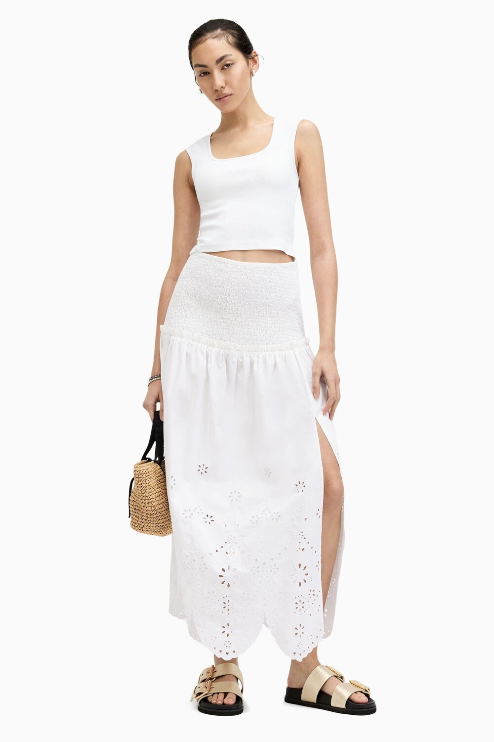 Юбка Allsaints Alex с вышивкой All Saints, белый 
Юбка Allsaints Alex с вышивкой All Saints, белый