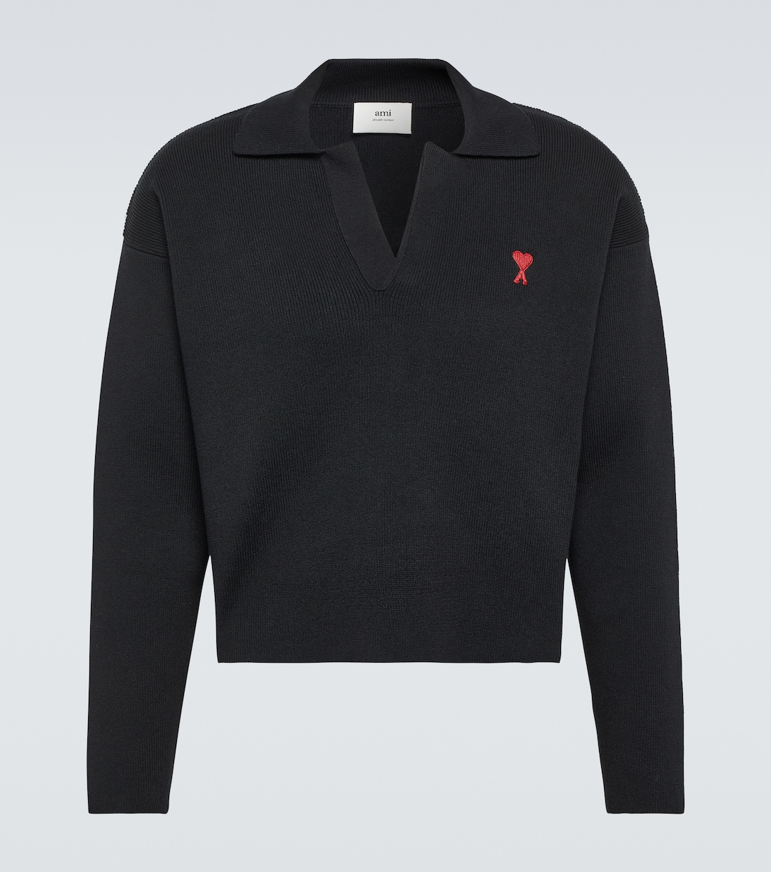Свитер-поло Ami De Cœur из смесового хлопка Ami Paris, черный
Свитер-поло Ami De Cœur из смесового хлопка Ami Paris, черный
