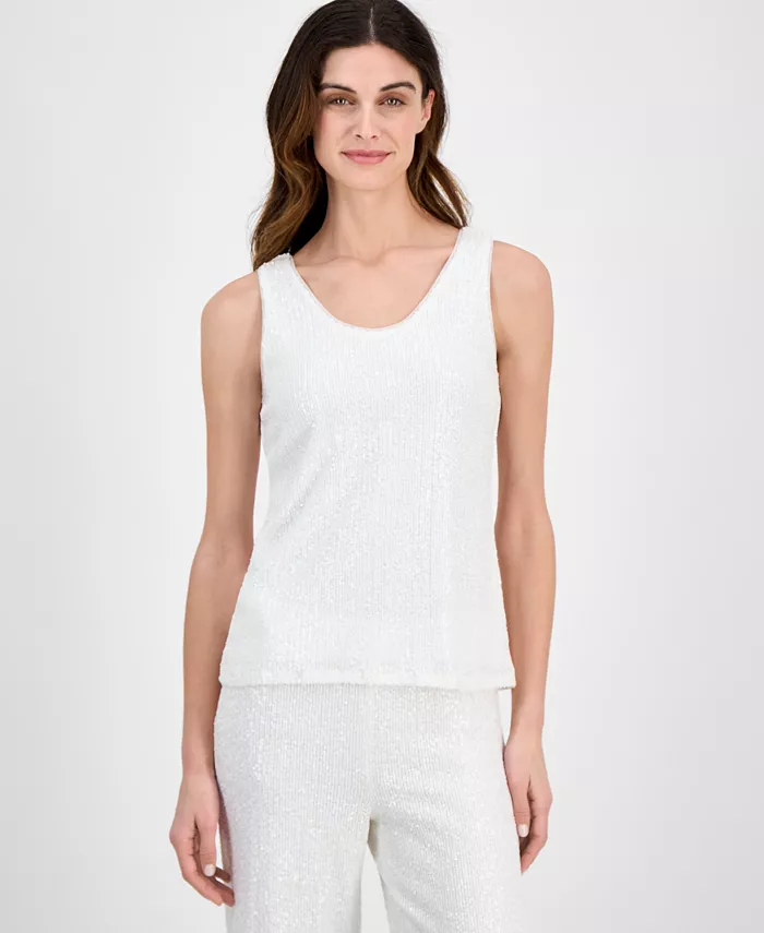 Женский топ без рукавов с пайетками и двойным вырезом Anne Klein, белый
Женский топ без рукавов с пайетками и двойным вырезом Anne Klein, белый