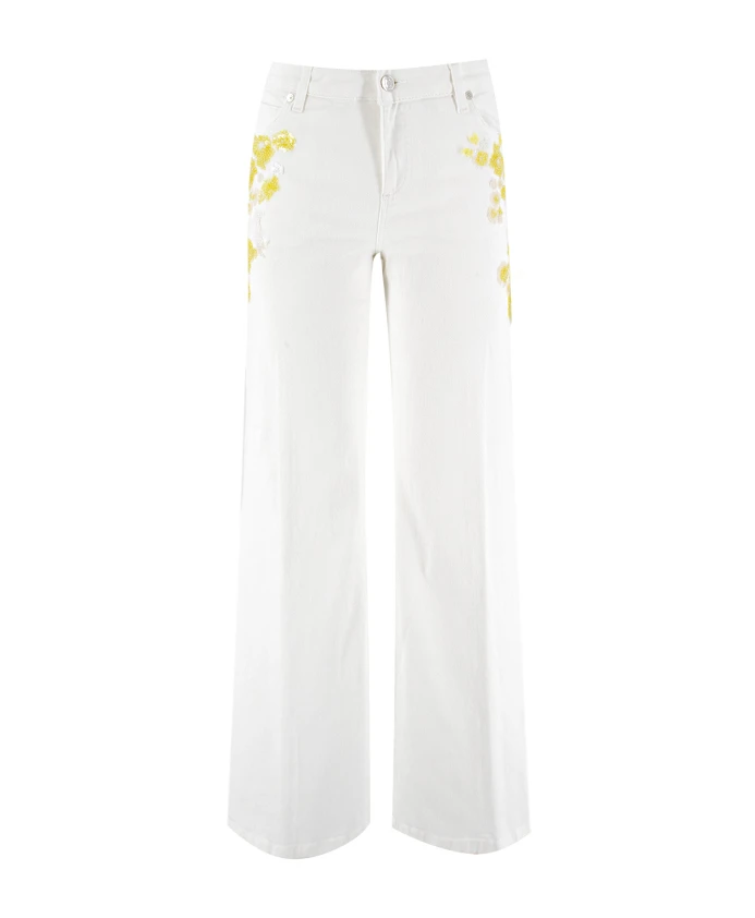 Брюки с цветочным принтом и пайетками, с пятью карманами Ermanno Scervino, белый
Брюки с цветочным принтом и пайетками, с пятью карманами Ermanno Scervino, белый