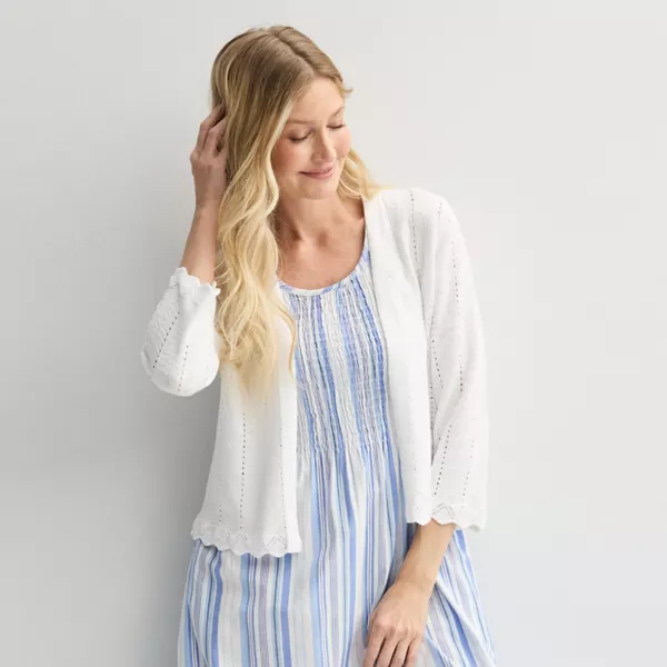 Женский ажурный кардиган с волнообразным узором и открытой полой Croft & Barrow, белый
Женский ажурный кардиган с волнообразным узором и открытой полой Croft & Barrow, белый