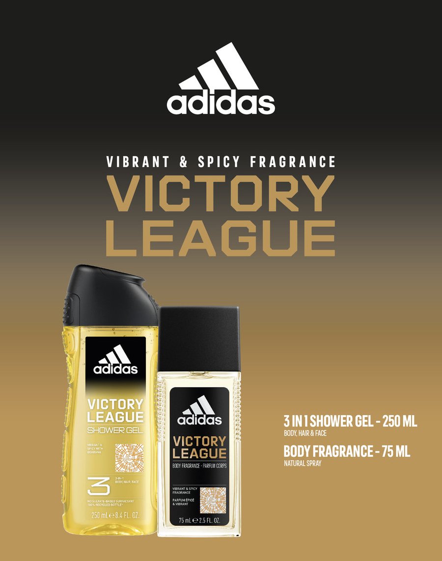 Подарочный набор Adidas Victor League Meśki Perfumed Deo Glass + Gel
Подарочный набор Adidas Victor League Meśki Perfumed Deo Glass + Gel