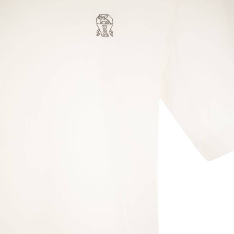 Футболка из хлопка с вышитым логотипом Brunello Cucinelli, белая
Футболка из хлопка с вышитым логотипом Brunello Cucinelli, белая