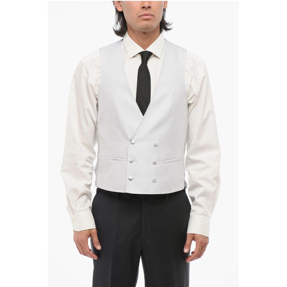 CODE Двубортный жилет из смесового шелка с прорезными карманами Corneliani, Gray
CODE Двубортный жилет из смесового шелка с прорезными карманами Corneliani, Gray