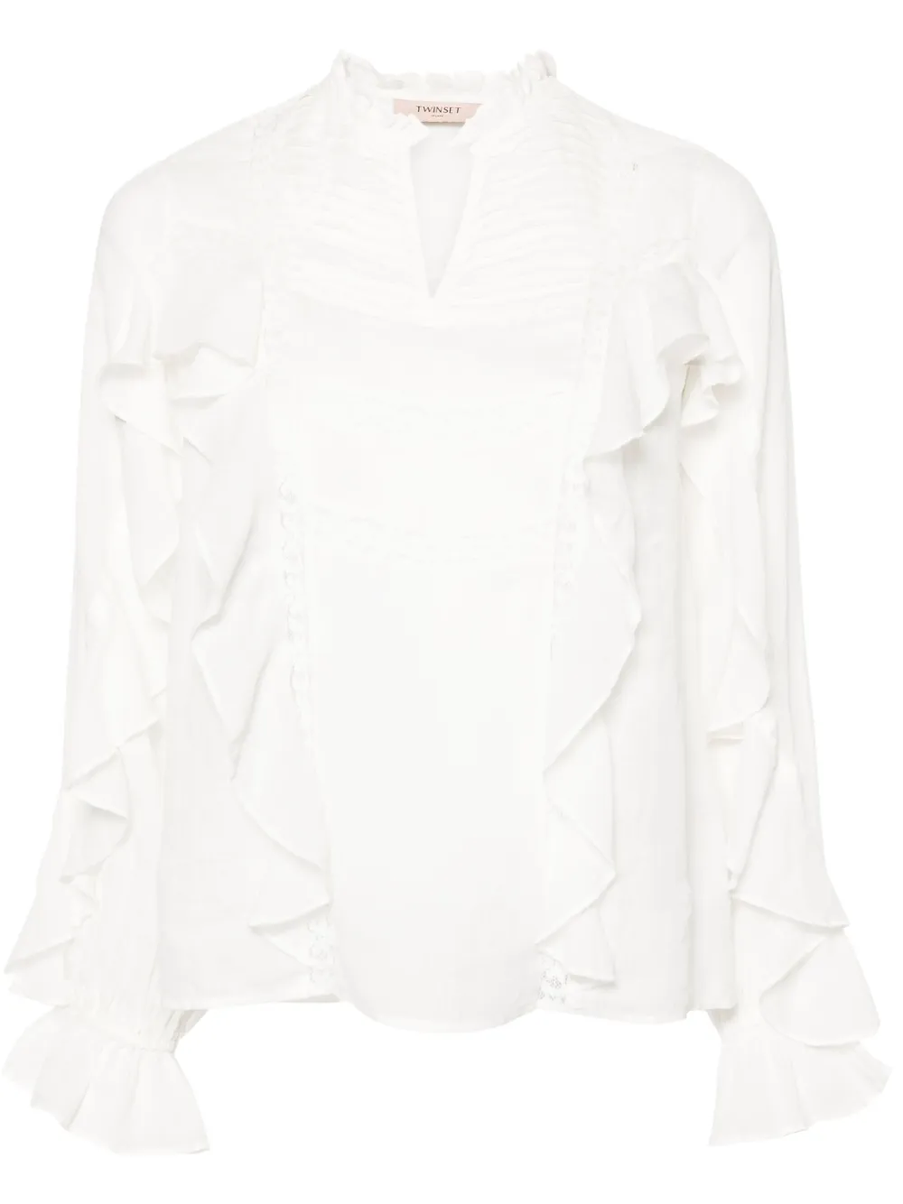 Блузка с кружевом и оборками TWINSET, белый
Блузка с кружевом и оборками TWINSET, белый