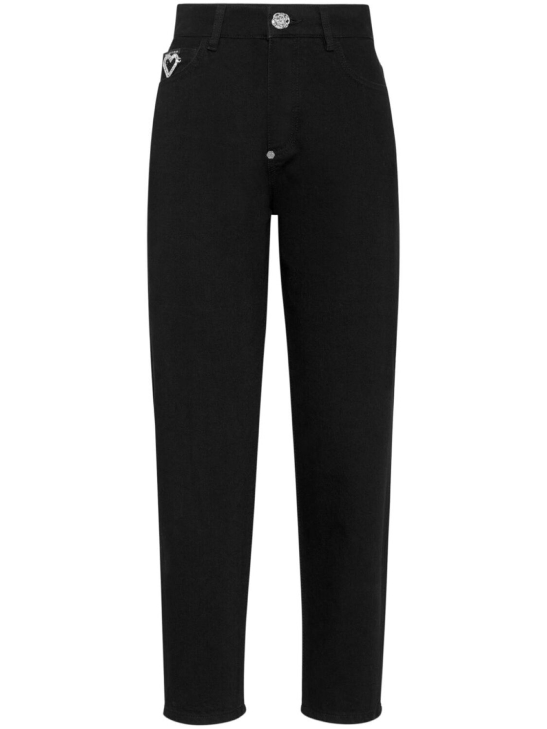 Philipp Plein зауженные джинсы Heart с кристаллами, черный 
Philipp Plein зауженные джинсы Heart с кристаллами, черный