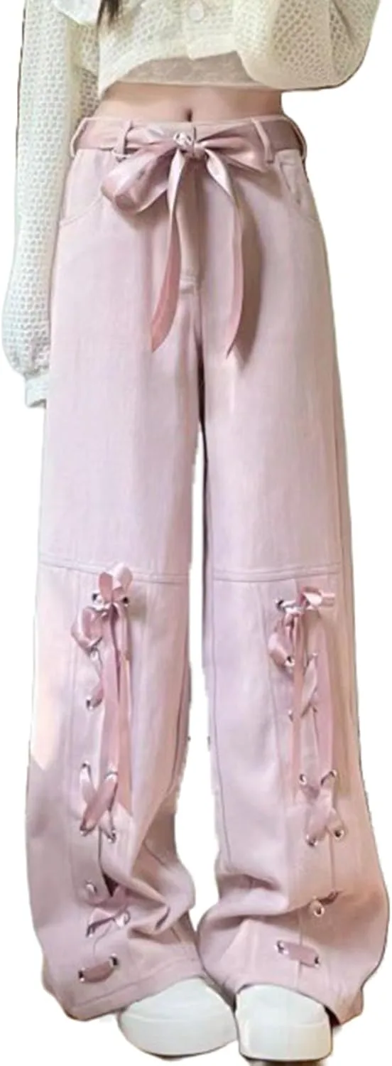 Джинсы Y2K с бантом для женщин, мешковатые, широкие, прямые, с высокой талией и шнурком, розовые Dynict
Джинсы Y2K с бантом для женщин, мешковатые, широкие, прямые, с высокой талией и шнурком, розовые Dynict