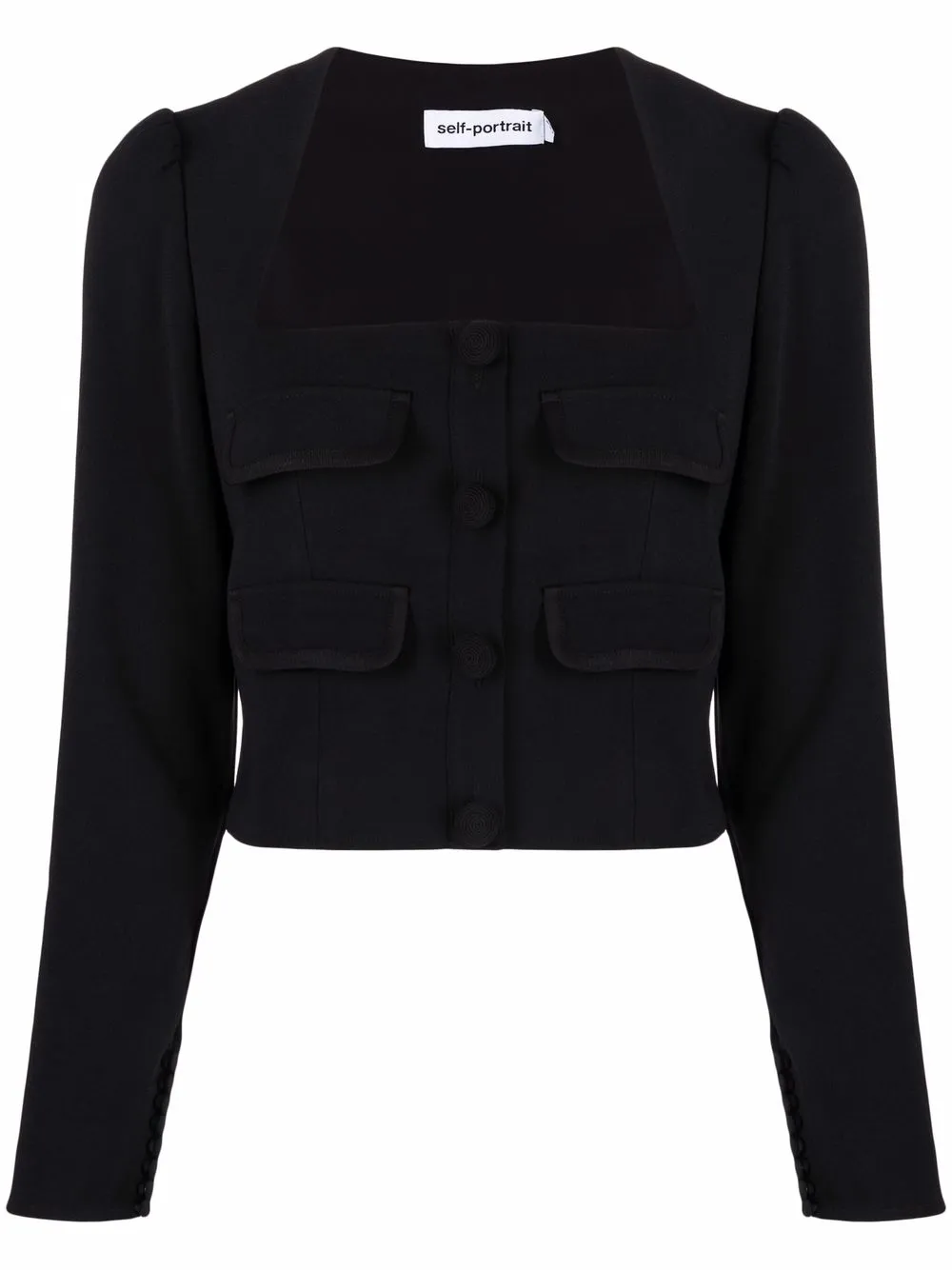 Креповый топ с квадратным вырезом Self-Portrait, черный
Креповый топ с квадратным вырезом Self-Portrait, черный