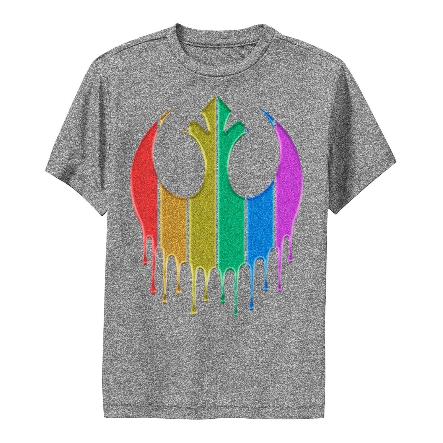 Футболка с радужным блестящим логотипом Star Wars Pride Rebel для мальчиков 8–20 лет Licensed Character