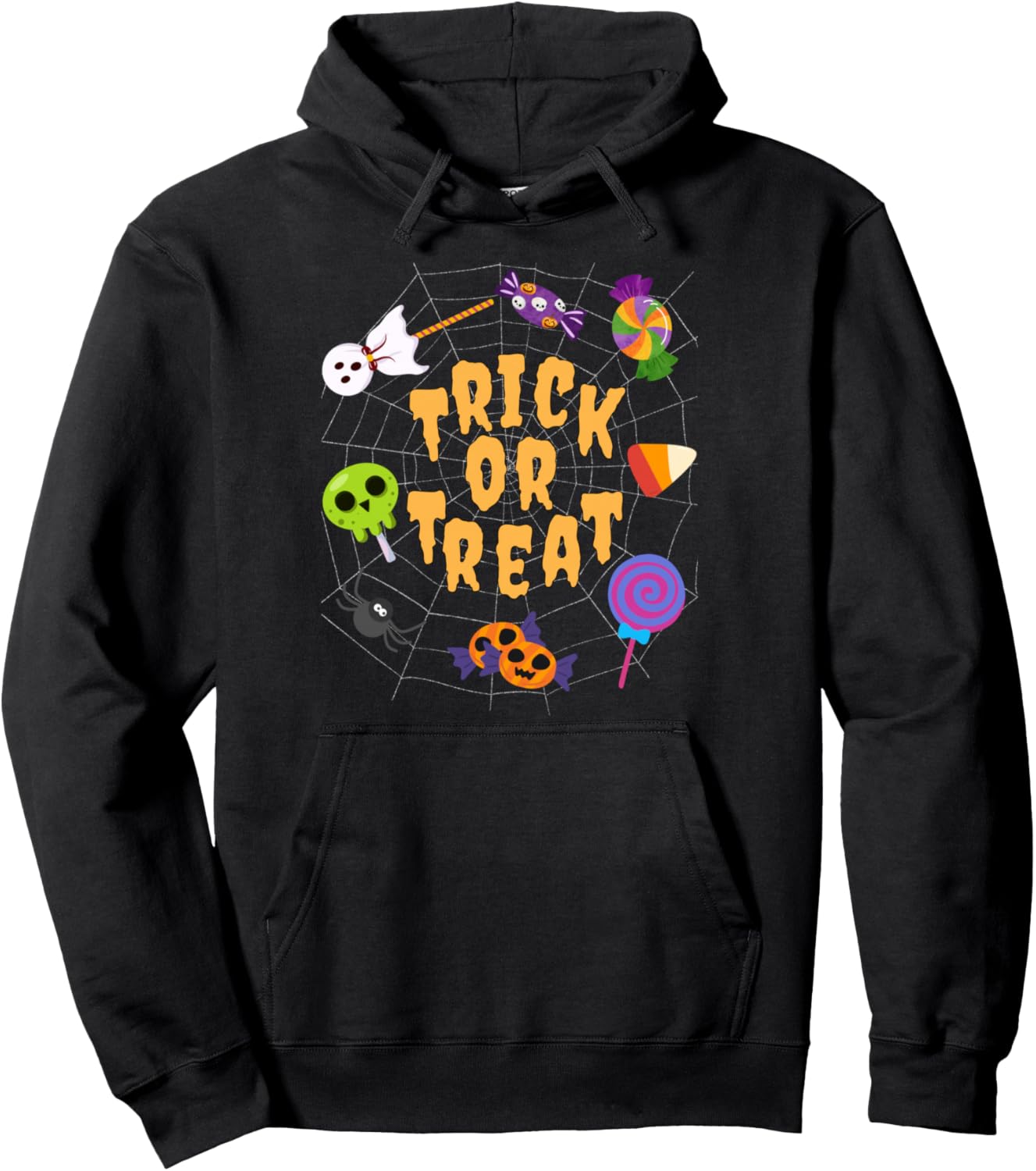 Толстовка Trick or Treat с рисунком на тему Хэллоуина, изображающим конфеты и паутину Lovely Halloween, черный
Толстовка Trick or Treat с рисунком на тему Хэллоуина, изображающим конфеты и паутину Lovely Halloween, черный