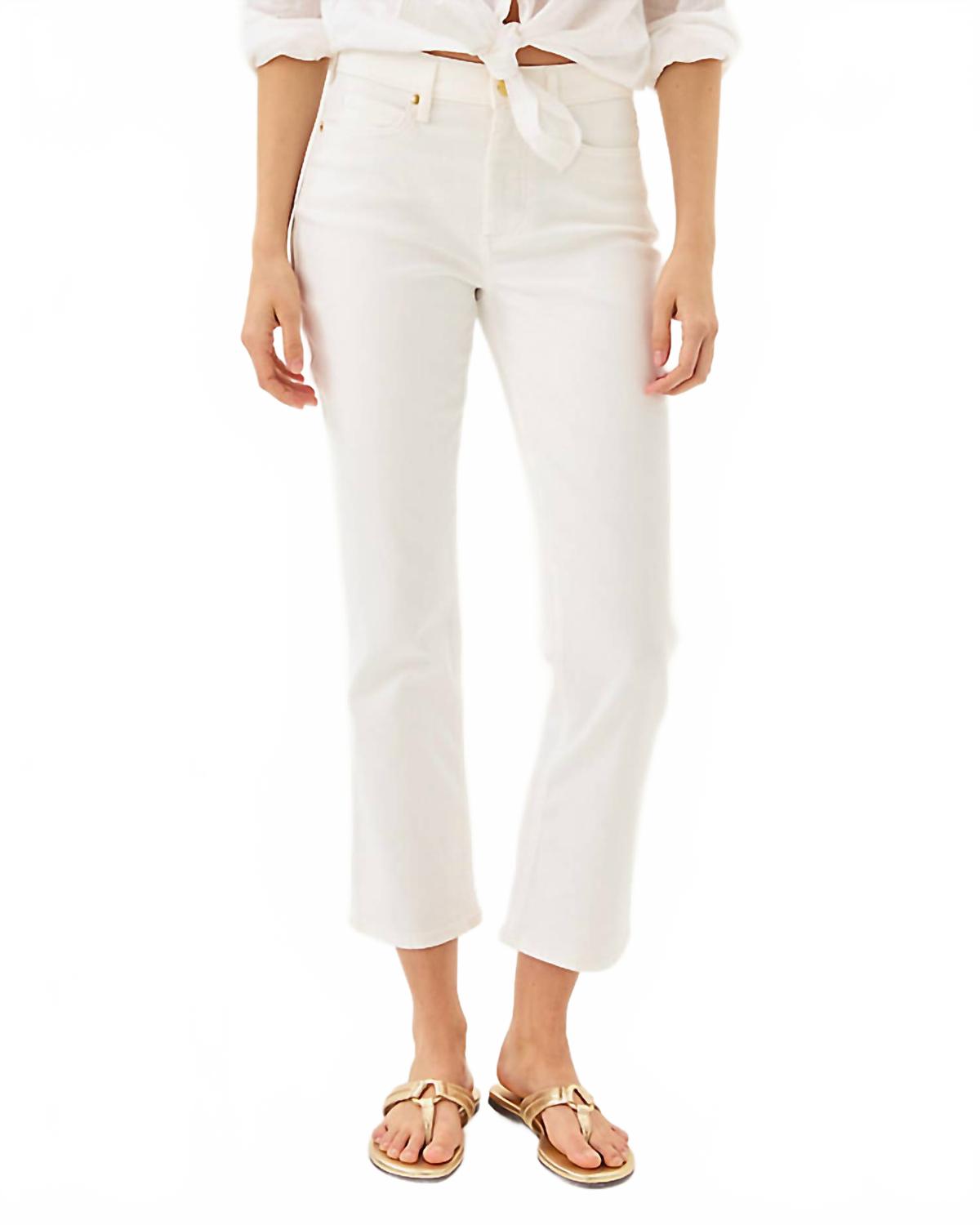 Эннет Высокие укороченные расклешенные джинсы в курортном белом Lilly Pulitzer
Эннет Высокие укороченные расклешенные джинсы в курортном белом Lilly Pulitzer