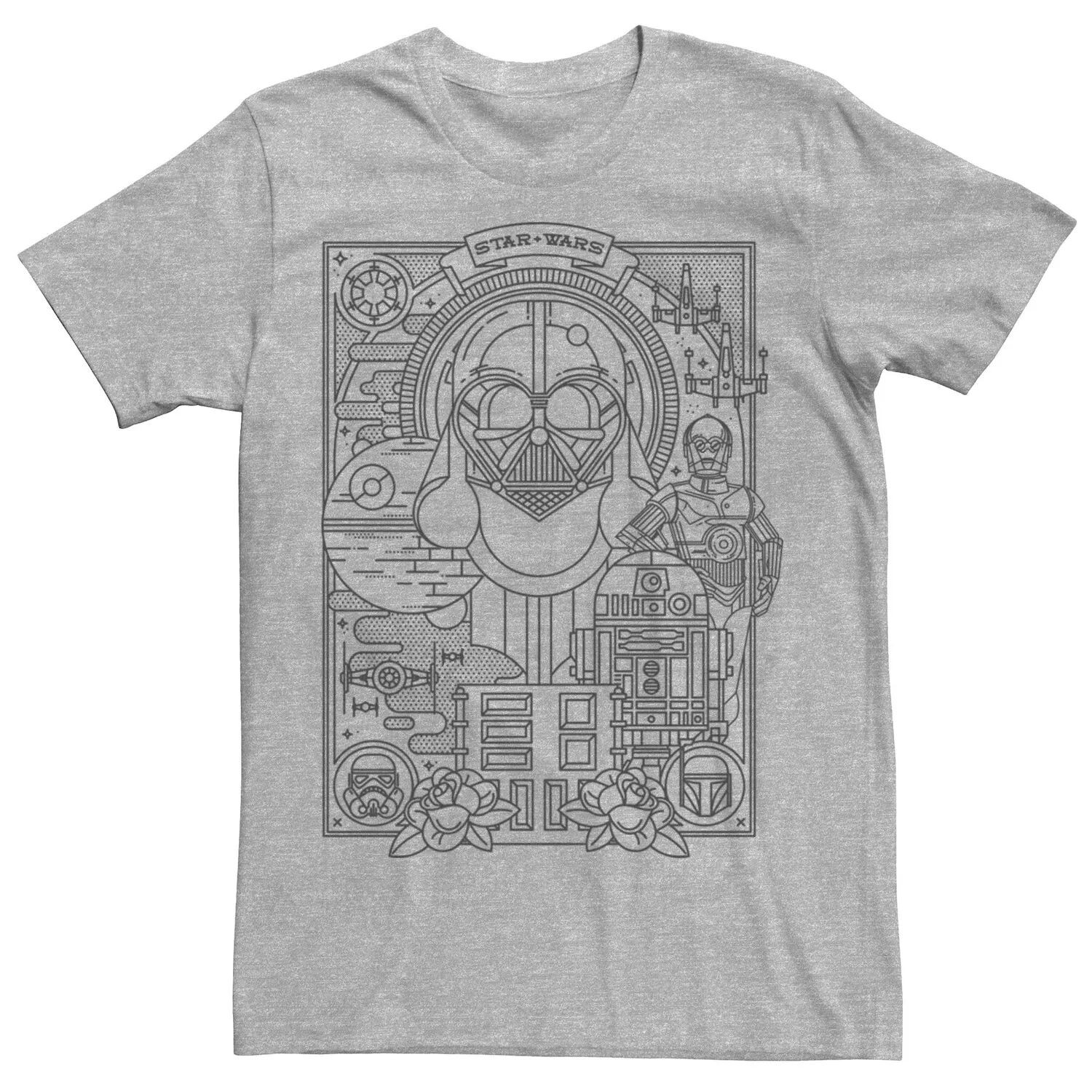 Мужская футболка Vader Droids в стиле татуировки Line Art Star Wars
Мужская футболка Vader Droids в стиле татуировки Line Art Star Wars