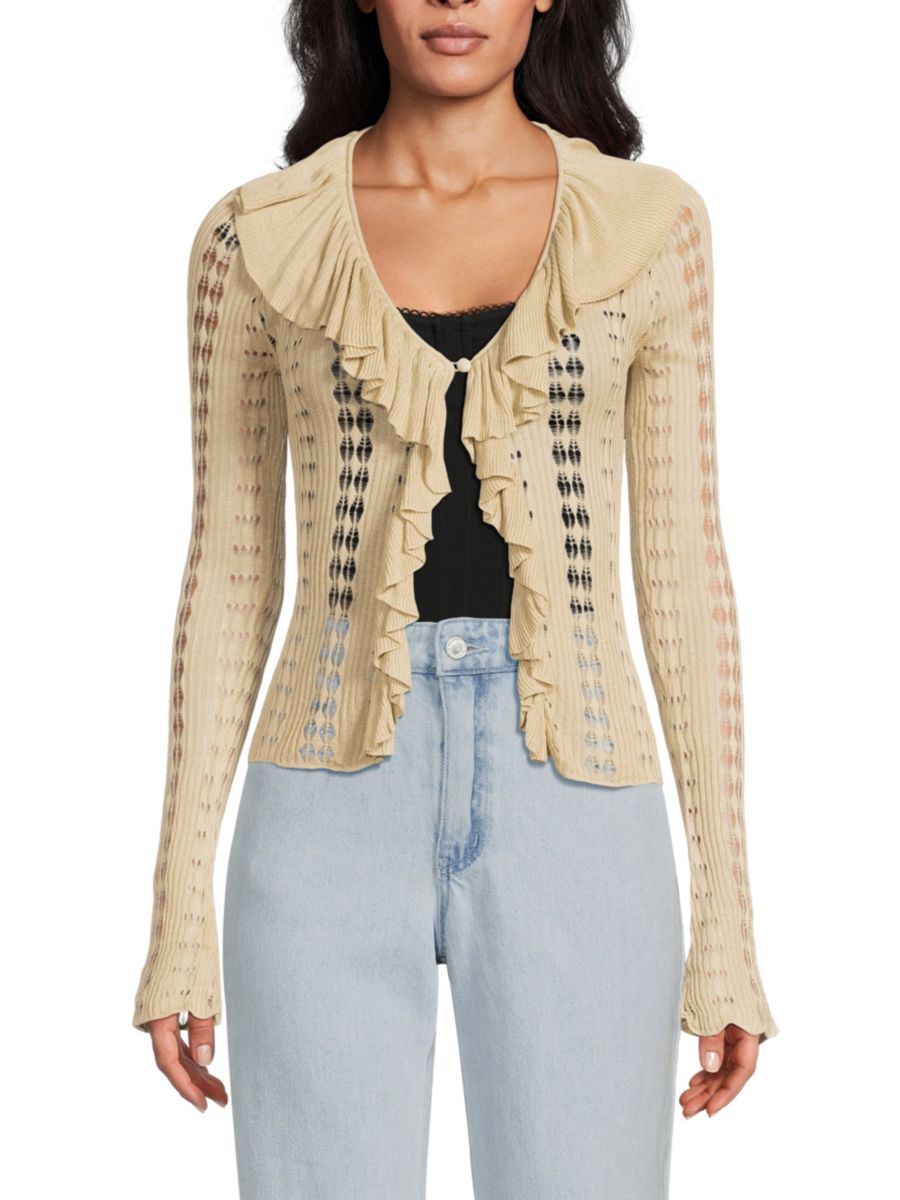 Кардиган с открытыми петлями и оборками WeWoreWhat, цвет Safari Tan
Кардиган с открытыми петлями и оборками WeWoreWhat, цвет Safari Tan