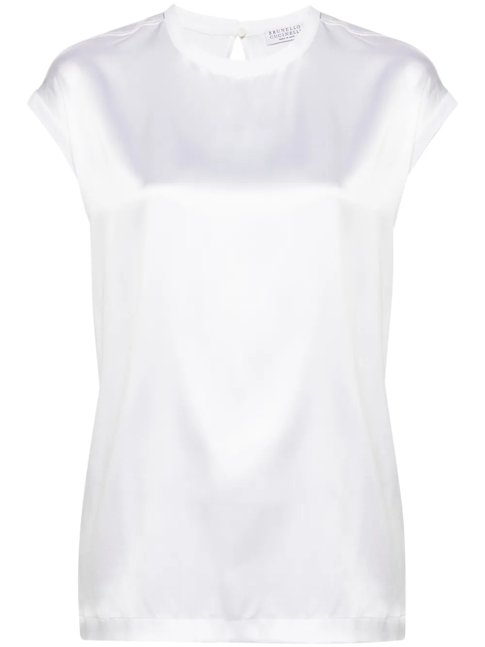 Атласный топ из эластичного шелка Brunello Cucinelli, белый
Атласный топ из эластичного шелка Brunello Cucinelli, белый