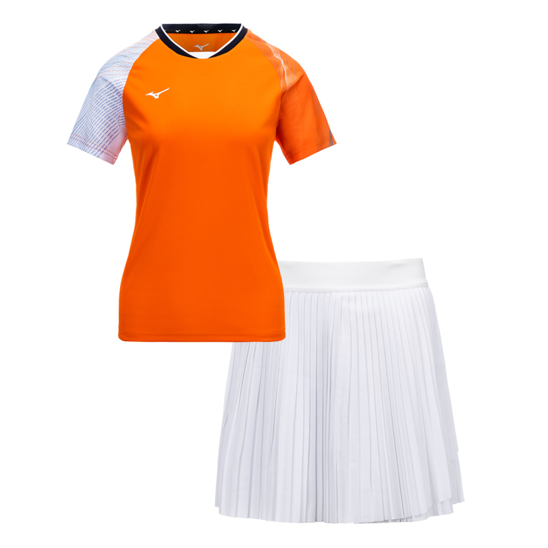 Mizuno Женский комплект с юбкой оранжево-белый
Mizuno Женский комплект с юбкой оранжево-белый