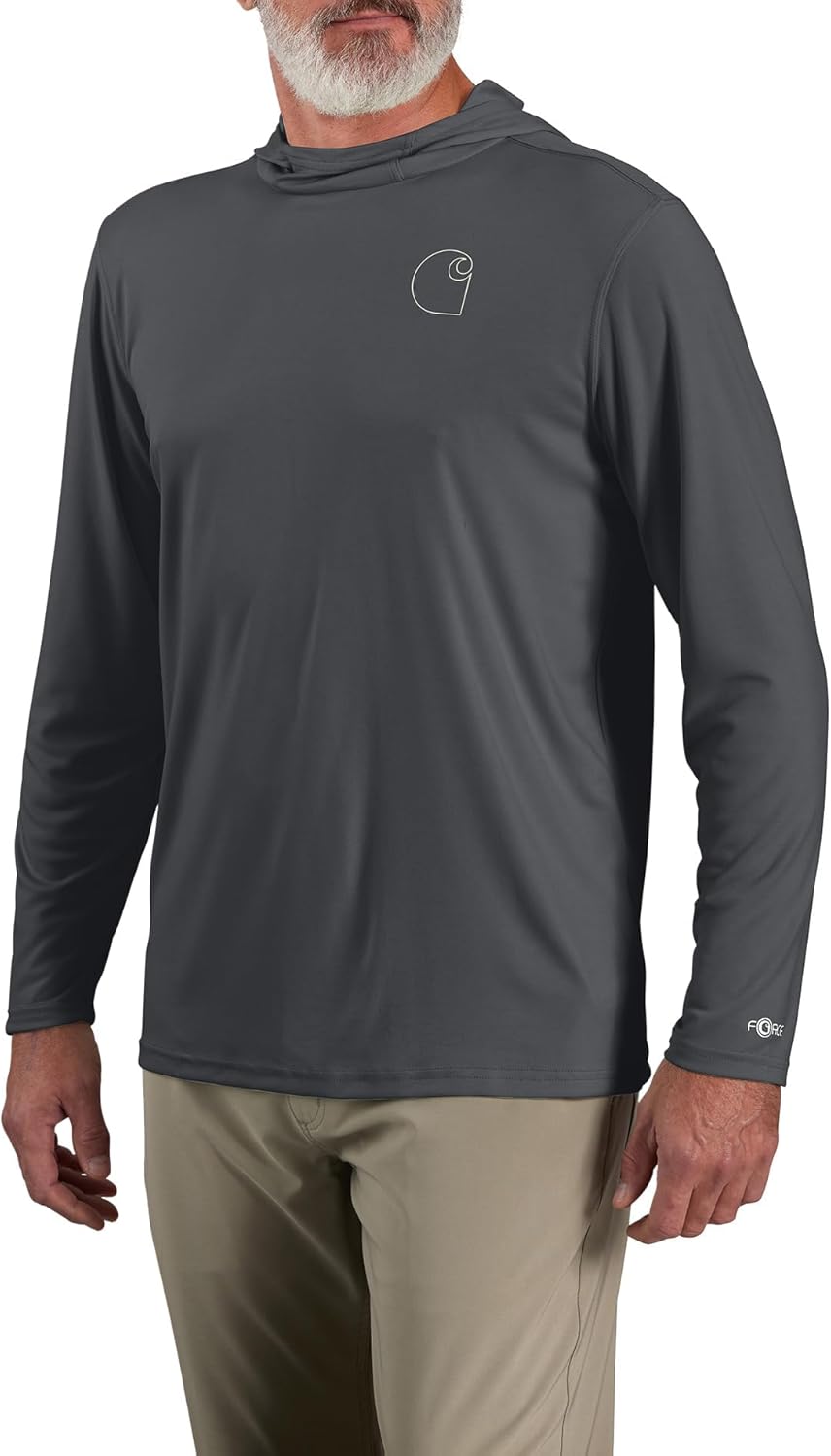 Легкая мужская футболка Carhartt Force Sun Defender с длинными рукавами и капюшоном, с графическим логотипом, Steel
Легкая мужская футболка Carhartt Force Sun Defender с длинными рукавами и капюшоном, с графическим логотипом, Steel