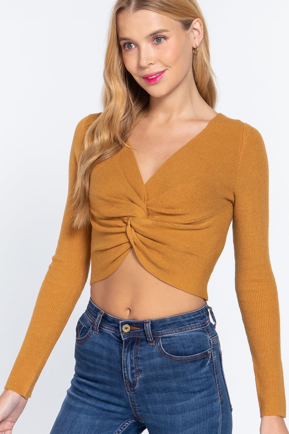 Укороченный свитер с V-образным вырезом спереди и узлом FASHNZFAB, цвет ochre
Укороченный свитер с V-образным вырезом спереди и узлом FASHNZFAB, цвет ochre