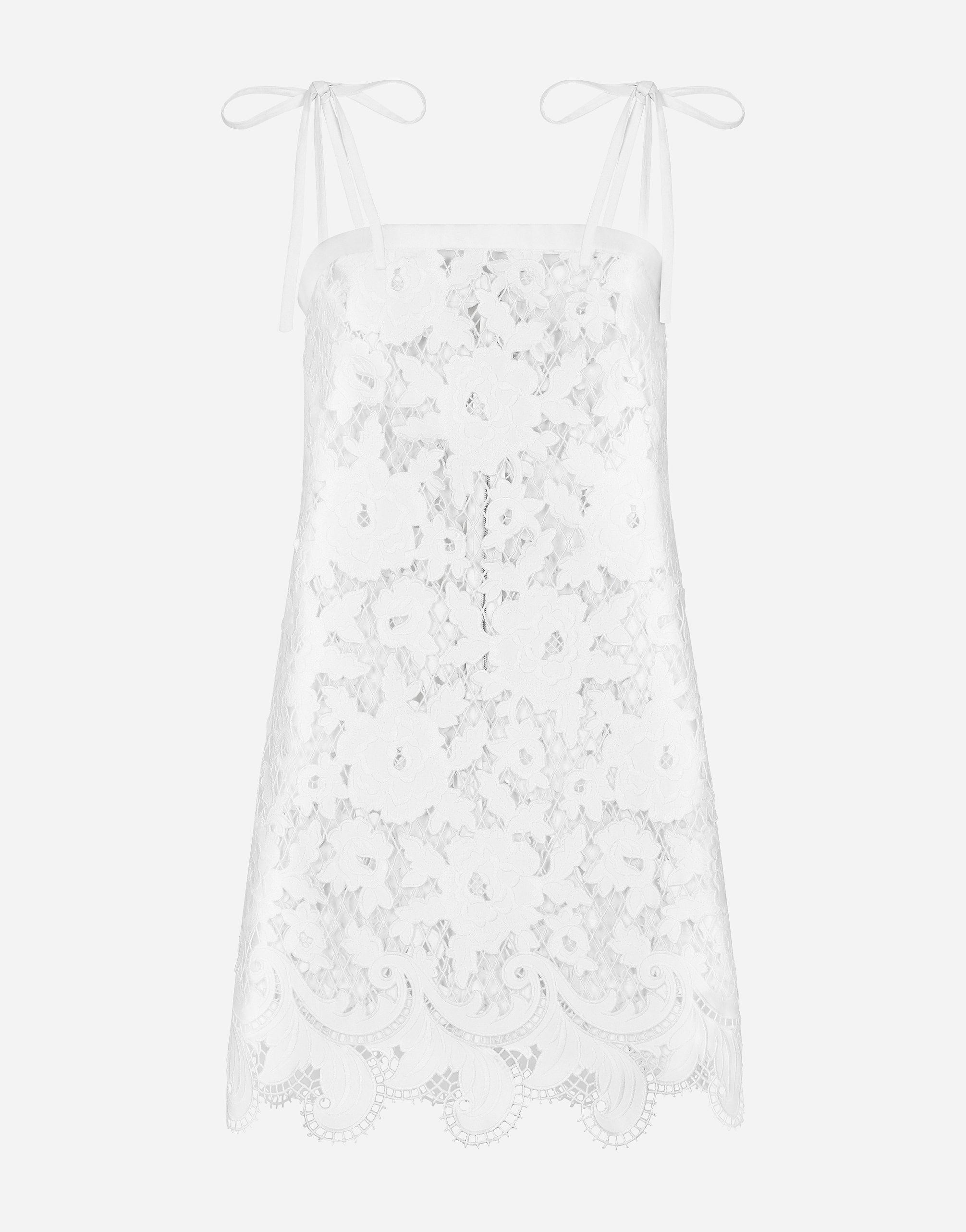 Хлопковое мини-платье с цветочной ажурной вышивкой Dolce & Gabbana, белый
Хлопковое мини-платье с цветочной ажурной вышивкой Dolce & Gabbana, белый