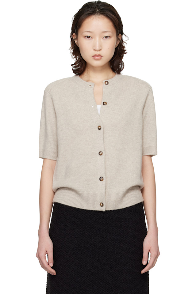 Loulou De Saison Бежевый кашемировый кардиган Jodi с короткими рукавами
Loulou De Saison Бежевый кашемировый кардиган Jodi с короткими рукавами