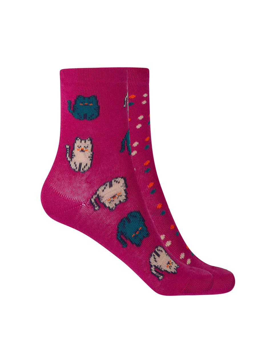 Набор из 2 пар хлопковых носков для девочек с котиками и горошком Punto Blanco, цвет Fucsia
Набор из 2 пар хлопковых носков для девочек с котиками и горошком Punto Blanco, цвет Fucsia