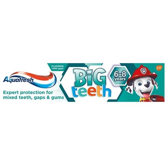 Зубная паста Aquafresh, Big Teeth Щенячий патруль 50мл, GSK
Зубная паста Aquafresh, Big Teeth Щенячий патруль 50мл, GSK