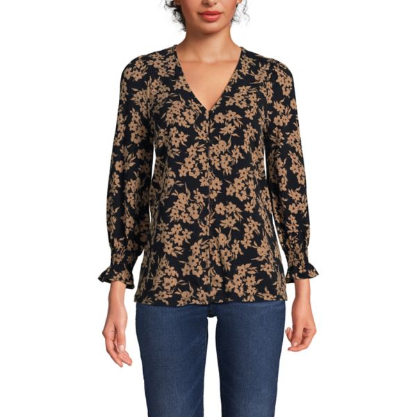 Женский легкий трикотажный топ с рукавами 3/4 и пуговицами спереди Lands' End, цвет honey beige flower
Женский легкий трикотажный топ с рукавами 3/4 и пуговицами спереди Lands' End, цвет honey beige flower