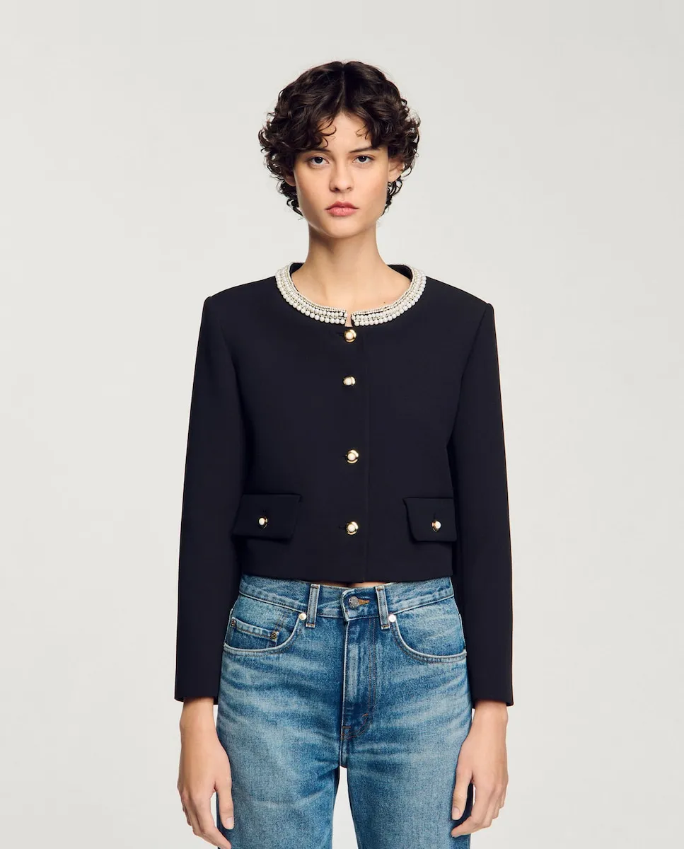 Женская куртка с воротником из стразов Sandro, черный
Женская куртка с воротником из стразов Sandro, черный