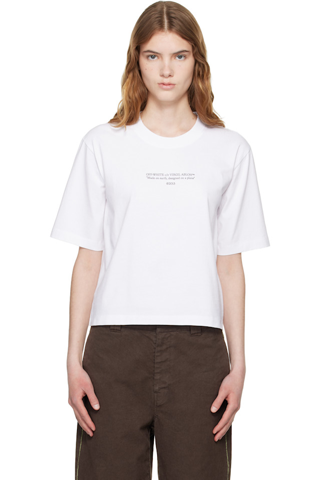 Off-White Белая объемная футболка с надписью
Off-White Белая объемная футболка с надписью