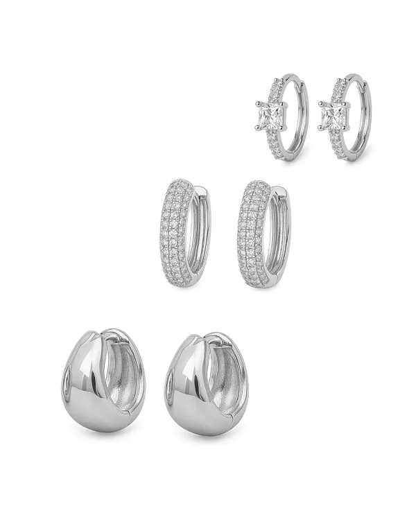 Изящные серьги-кольца Huggie Hoops - 3 пары Hollywood Sensation, silver
Изящные серьги-кольца Huggie Hoops - 3 пары Hollywood Sensation, silver