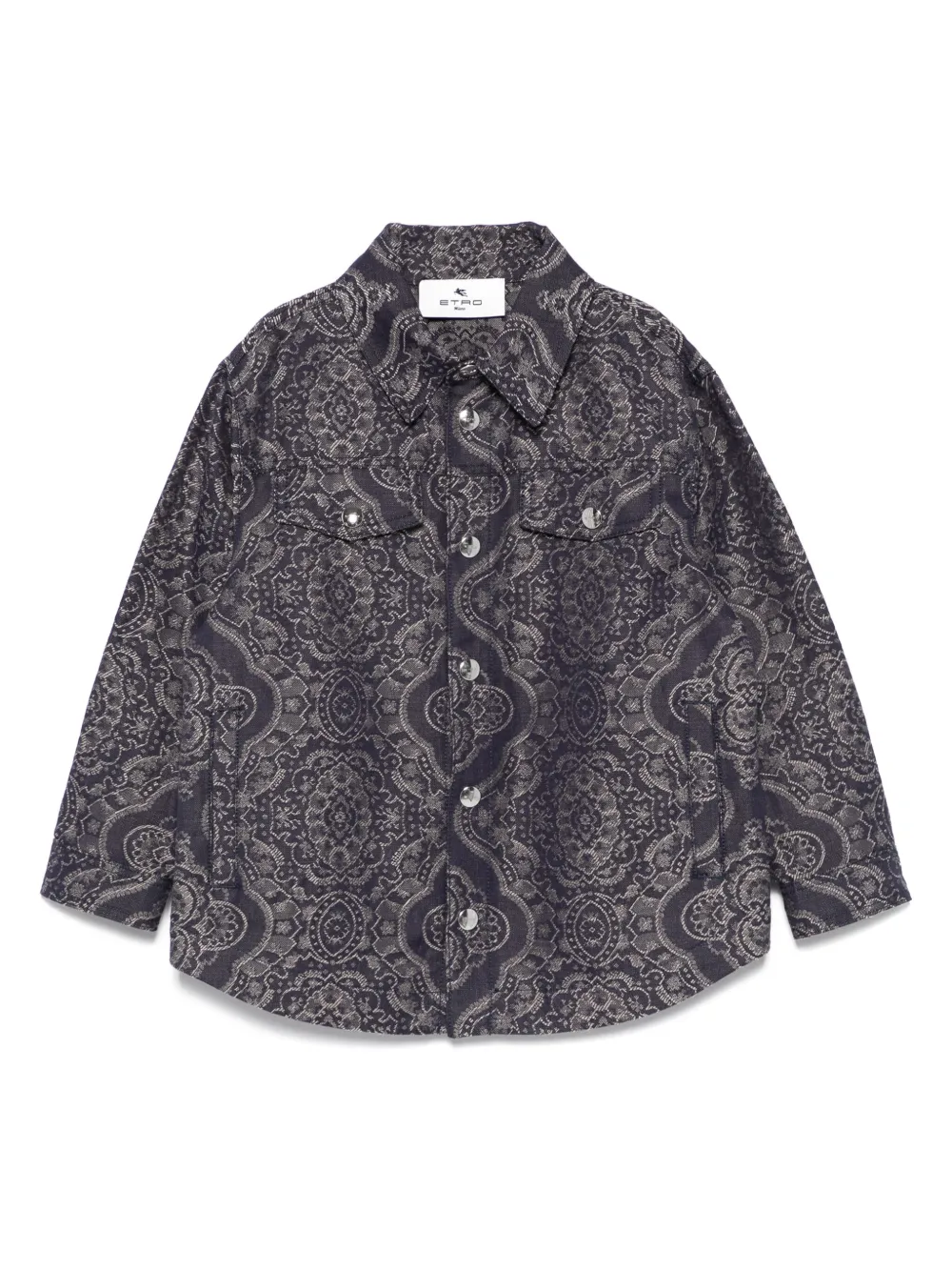 Жаккардовая куртка-рубашка с узором ETRO KIDS, синий 
Жаккардовая куртка-рубашка с узором ETRO KIDS, синий