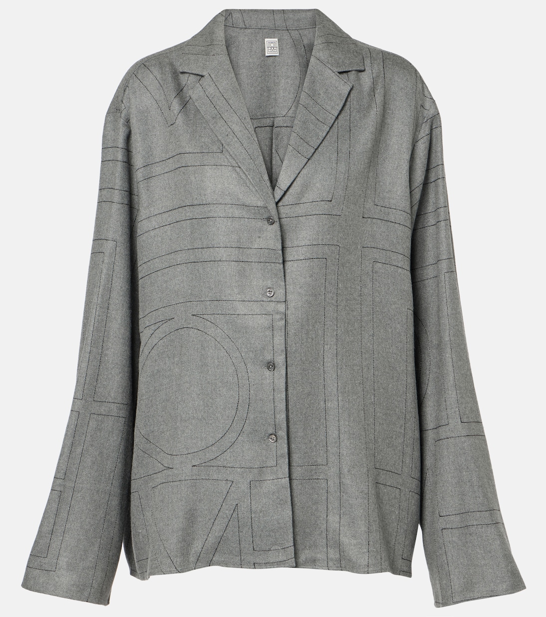 Монограммированная фланелевая пижамная рубашка Toteme, Smoke Melange
Монограммированная фланелевая пижамная рубашка Toteme, Smoke Melange