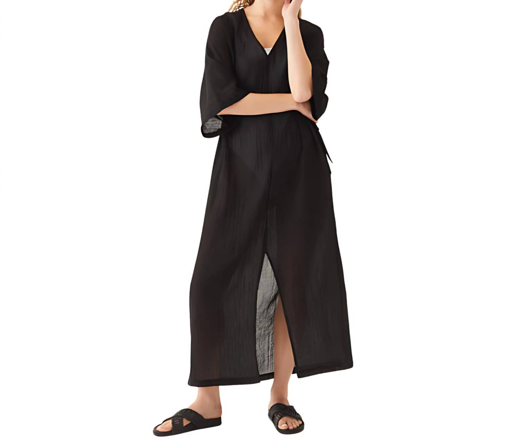 Женское легкое платье-кафтан в черном цвете MERSEA
Женское легкое платье-кафтан в черном цвете MERSEA