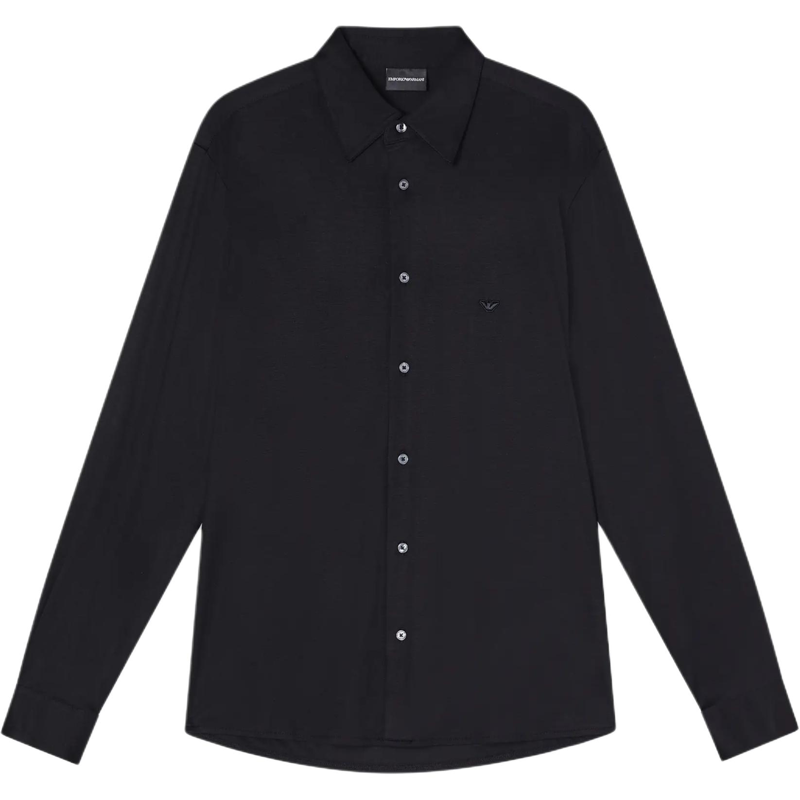 Emporio Armani Мужская рубашка с черными лацканами, средней высоты
Emporio Armani Мужская рубашка с черными лацканами, средней высоты