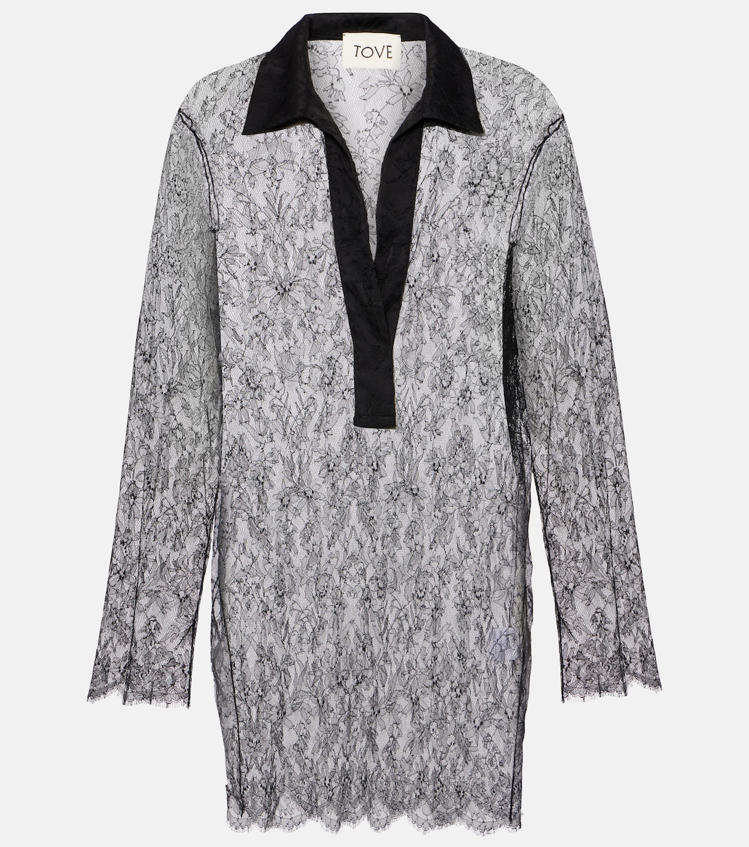 Шелковый топ Lucie с цветочным кружевом Tove, черный 
Шелковый топ Lucie с цветочным кружевом Tove, черный