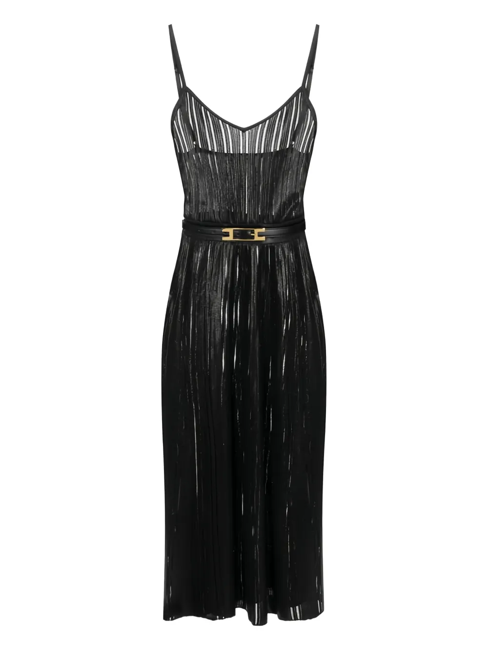 Ламинированное ребристое платье миди Elisabetta Franchi, черный
Ламинированное ребристое платье миди Elisabetta Franchi, черный
