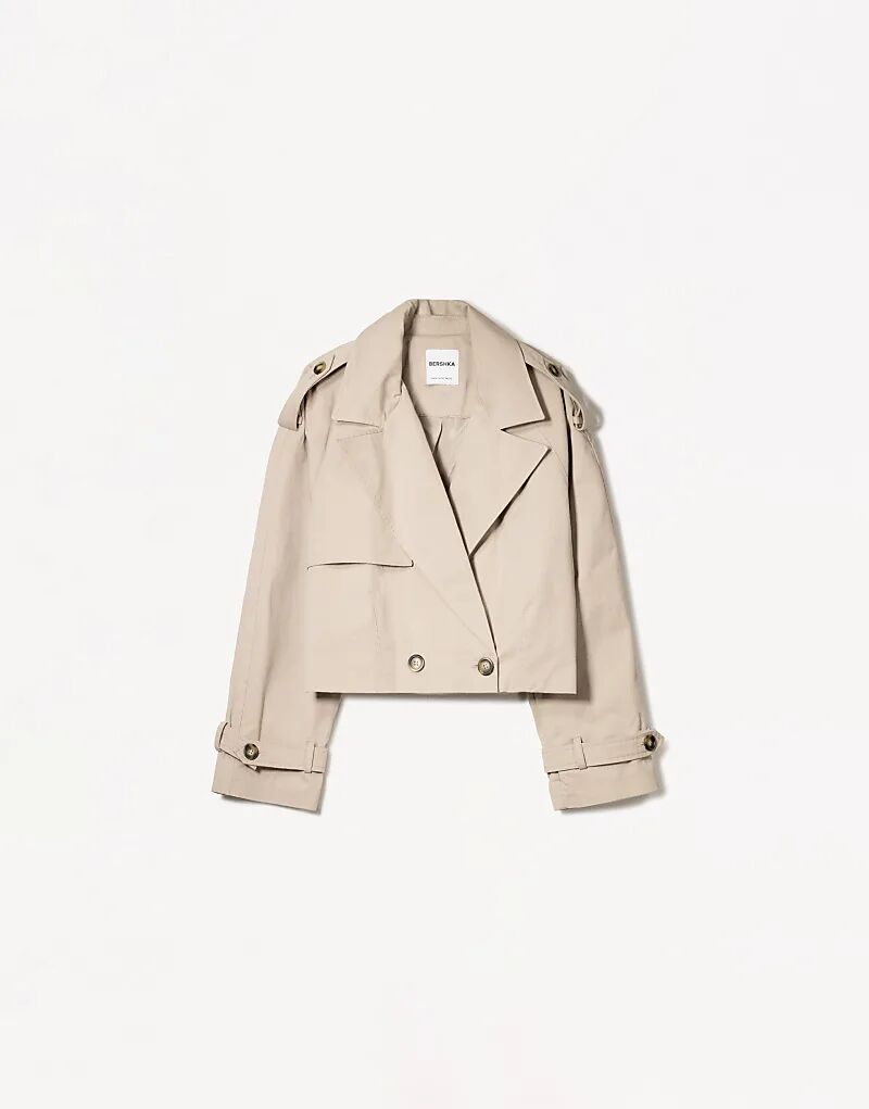 Короткая куртка-тренч Bershka бежевого цвета
Короткая куртка-тренч Bershka бежевого цвета