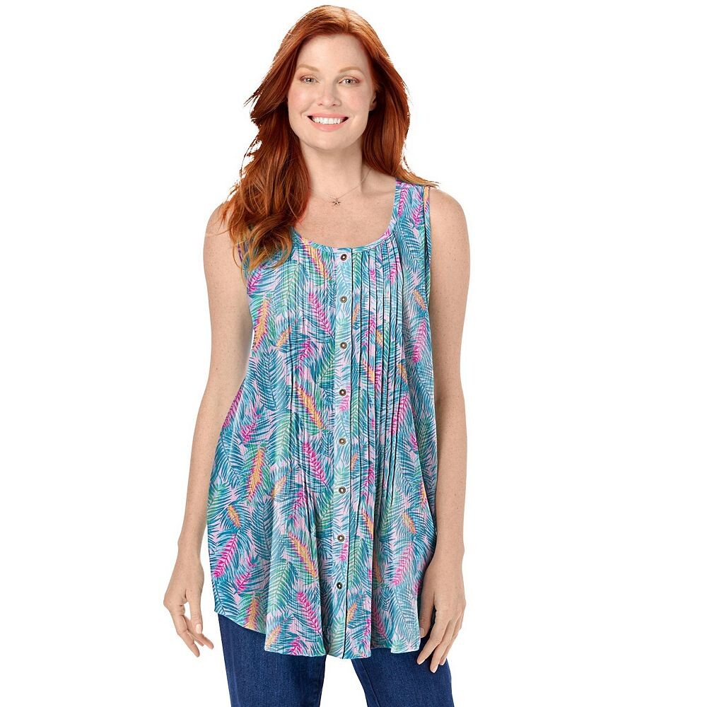 Женщина в женской марлевой рубашке без рукавов с защипами больших размеров Woman Within, цвет Pink Watercolor Palm
Женщина в женской марлевой рубашке без рукавов с защипами больших размеров Woman Within, цвет Pink Watercolor Palm