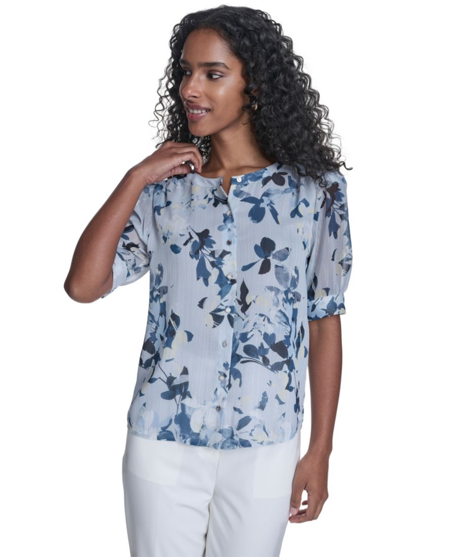 Женская блузка с коротким рукавом и застежкой на пуговицы спереди Calvin Klein, Mist/double Cream
Женская блузка с коротким рукавом и застежкой на пуговицы спереди Calvin Klein, Mist/double Cream