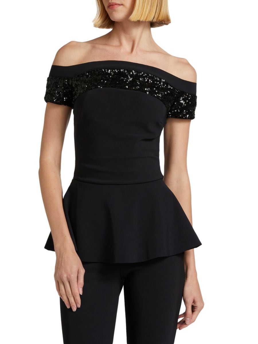 Топ Kissa Paillettes с открытыми плечами и баской, расшитый пайетками Chiara Boni La Petite Robe, черный
Топ Kissa Paillettes с открытыми плечами и баской, расшитый пайетками Chiara Boni La Petite Robe, черный