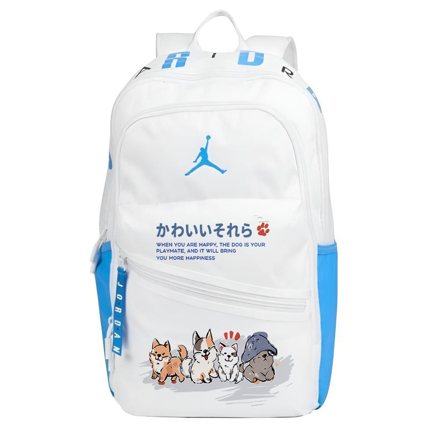 Jordan Полиэстеровый рюкзак с термопереносом сине-белый унисекс, Happy Puppy
Jordan Полиэстеровый рюкзак с термопереносом сине-белый унисекс, Happy Puppy