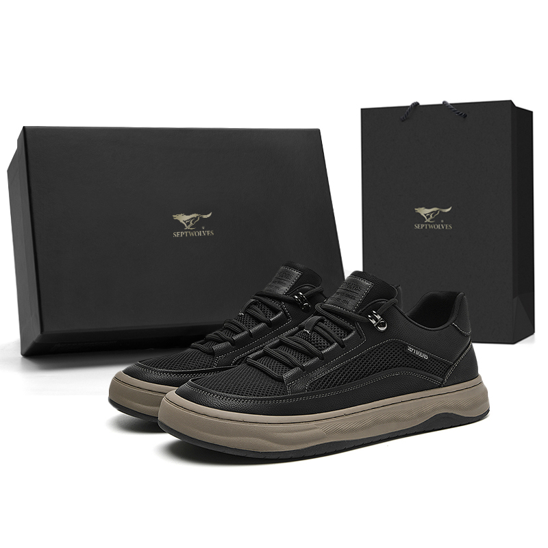 SEPTWOLVES Антискользящие и износостойкие низкие скейтерские кроссовки для мужчин с эффектом увеличения роста - черные (стандартный кожаный размер обуви)
SEPTWOLVES Антискользящие и износостойкие низкие скейтерские кроссовки для мужчин с эффектом увеличения роста - черные (стандартный кожаный размер обуви)
