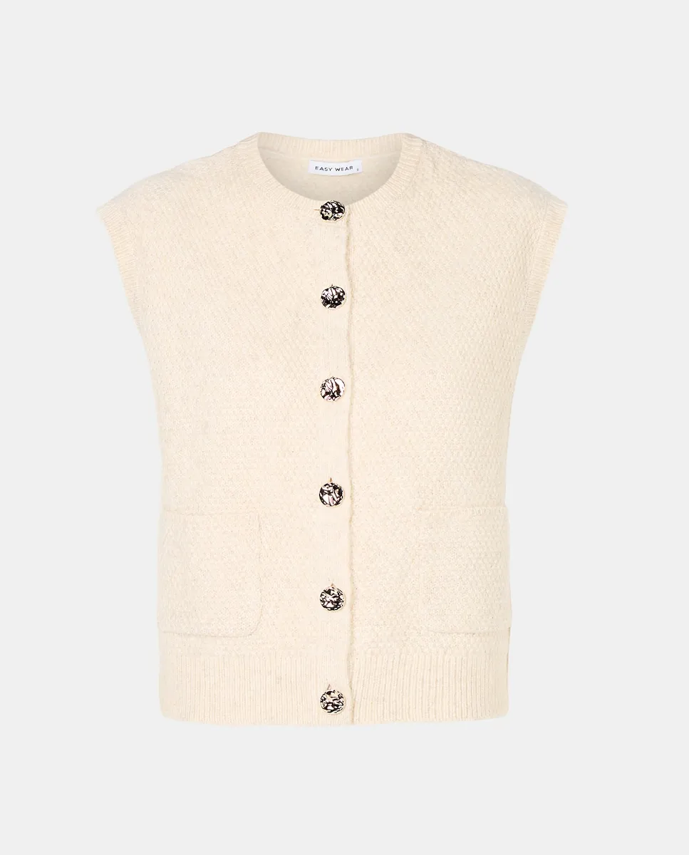 Женский вязаный жилет с металлической пуговицей Easy Wear, бежевый
Женский вязаный жилет с металлической пуговицей Easy Wear, бежевый