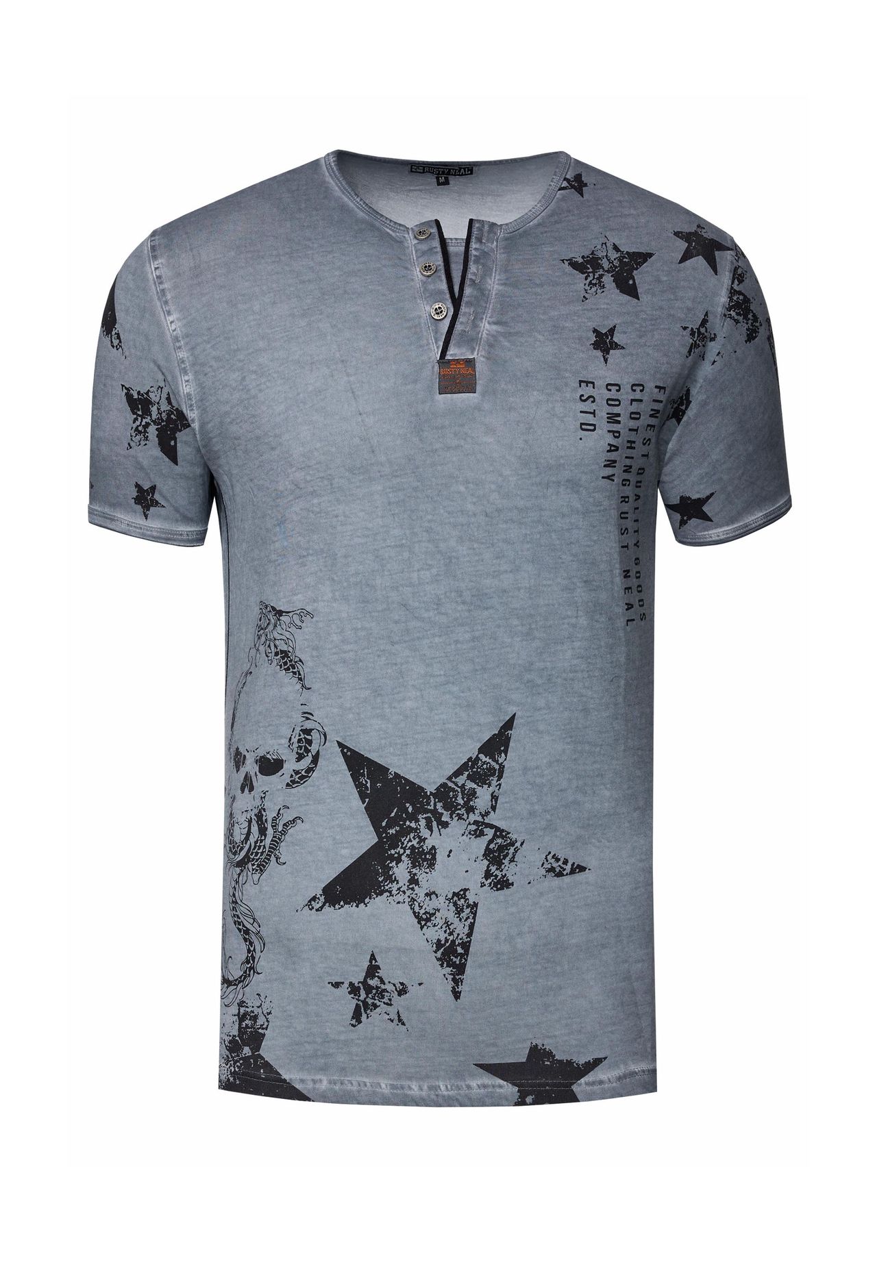 Футболка с принтом черепа и планкой на пуговицах RUSTY NEAL, антарцитовый
Футболка с принтом черепа и планкой на пуговицах RUSTY NEAL, антарцитовый