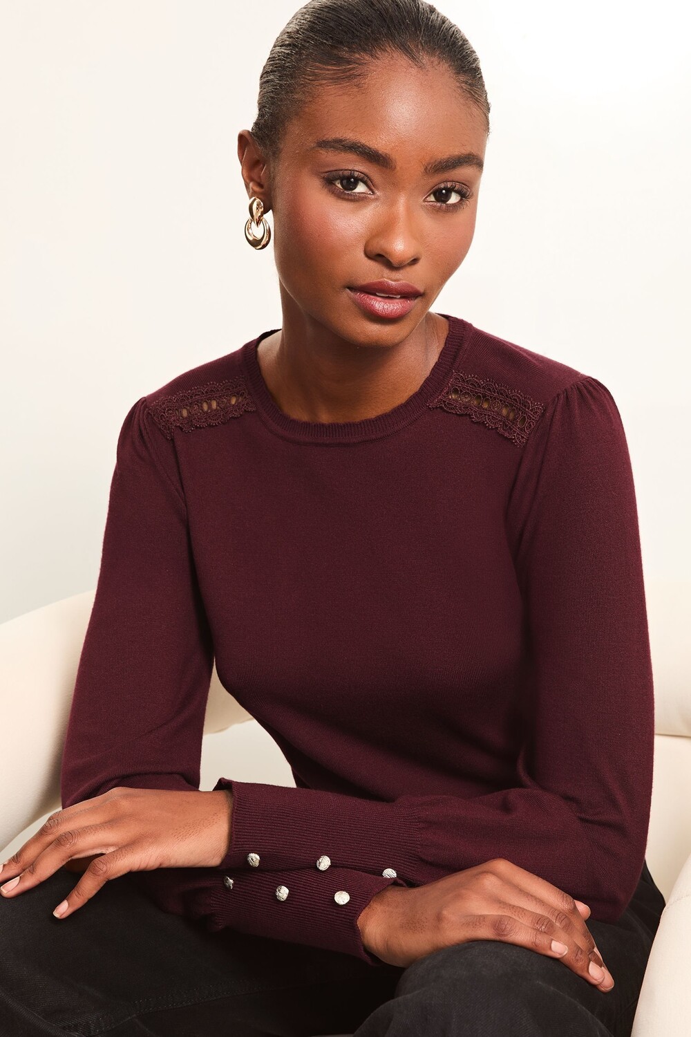 Джемпер с фестончатой вязкой и кружевной вставкой Lipsy, красный
Джемпер с фестончатой вязкой и кружевной вставкой Lipsy, красный